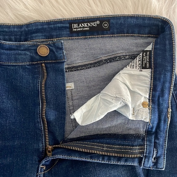 BLANK NYC Jeans Pants Great Jones Skinny High Rise Distressed Blue Denim Sz 32 - Picture 3 of 6